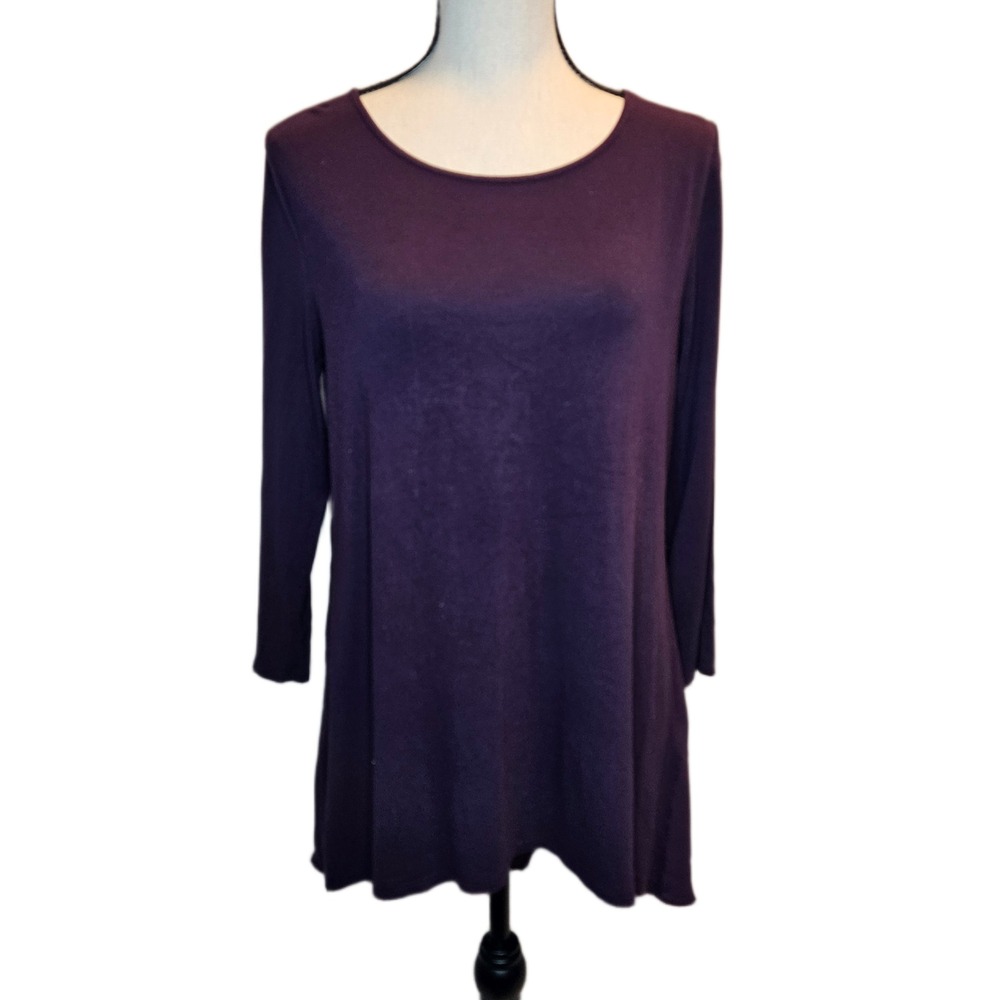 Alfani Size Medium 3/4 Sleeve Purple Hi-Low Tunic
